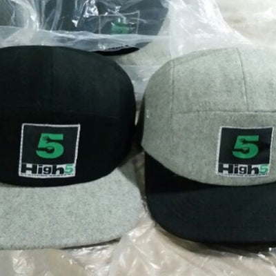 High Five Clothing Product - Grey WOOL 5 Panel Strap back Hats ON SALE